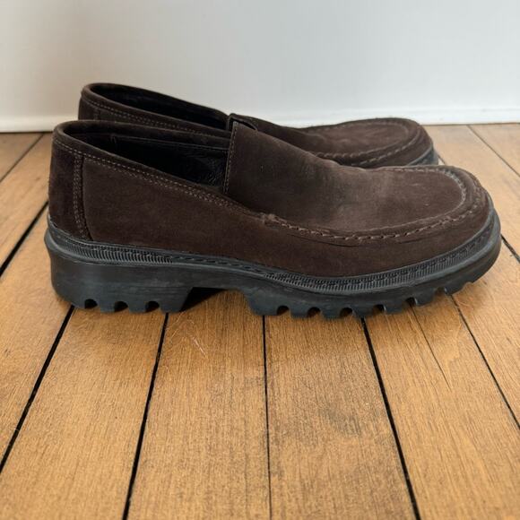 To Boot New York Adam Derrick Brown Suede Lug Sole Loafers 7 - Picture 5 of 9